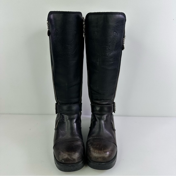 Vintage Y2K Harley-Davidson Ranger H-3015 Black Leather Biker Boots Size 6 - Picture 5 of 11